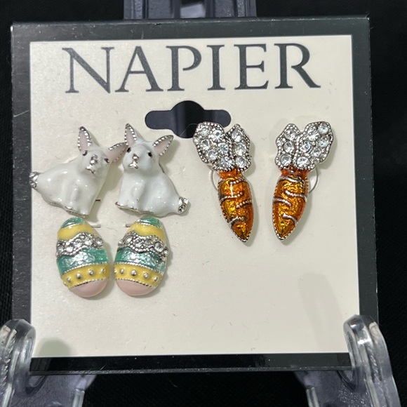 Napier Jewelry - Napier Bunny Easter Egg and Carrot Earrings Set of 3